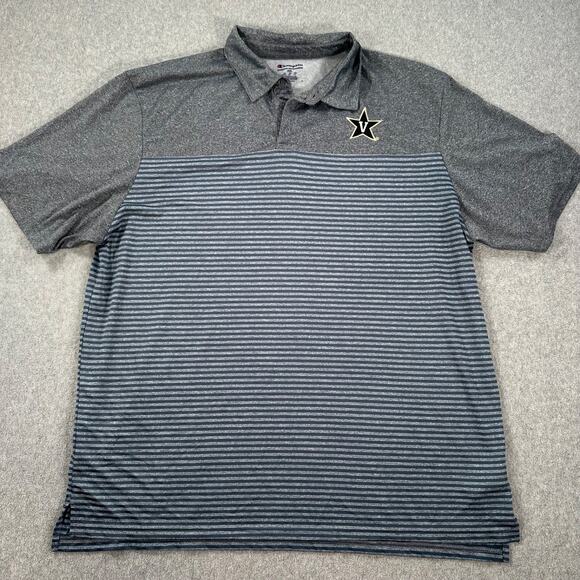 Vanderbilt Champion Short Sleeve Polo Shirt Men's 2XL Gray Blue Stripe - Picture 1 of 9